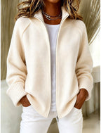 Kaia - Women's High-Neck Zip-Up Knit Cardigan 1