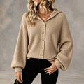 Kaitlyn - Women's Ribbed Button-Down Hooded Cardigan 1