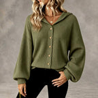 Kaitlyn - Women's Ribbed Button-Down Hooded Cardigan 3