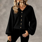 Kaitlyn - Women's Ribbed Button-Down Hooded Cardigan 4