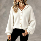 Kaitlyn - Women's Ribbed Button-Down Hooded Cardigan 6