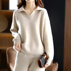 Karen - Women's Polo Collar Cashmere Matching Set