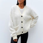 Kathi - Women's Fuzzy Knit V-Neck Oversized Cardigan 6