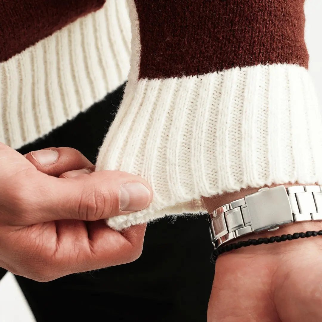 Kaveh - Men's Color-Block Crewneck Sweater with Textured Patchwork