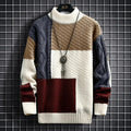 Kaveh - Men's Color-Block Crewneck Sweater with Textured Patchwork