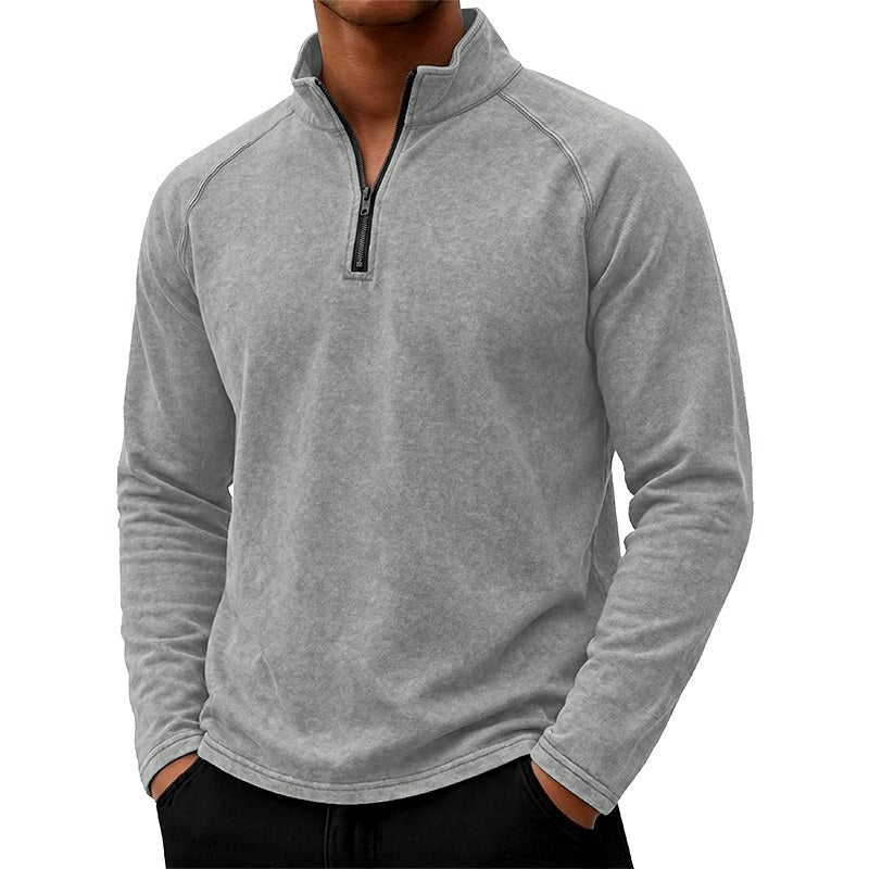 Keith - Men's Stand Collar Quarter-Zip Casual Shirt 9