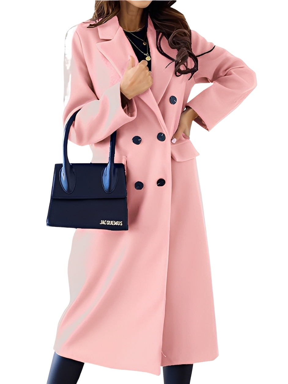 Kennedy - Women's Double-Breasted Notch-Collar Coat