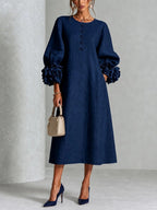 Kennedy - Women's Floral Cuff A-Line Dress