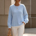 Kenza - Women's Ribbed Crew Neck Knit Sweater 1