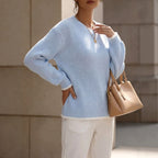 Kenza - Women's Ribbed Crew Neck Knit Sweater 4
