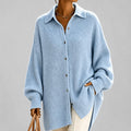 Keri - Women's Oversized Collared Ribbed Knit Cardigan 1