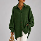 Keri - Women's Oversized Collared Ribbed Knit Cardigan 3