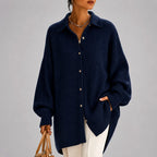 Keri - Women's Oversized Collared Ribbed Knit Cardigan 5