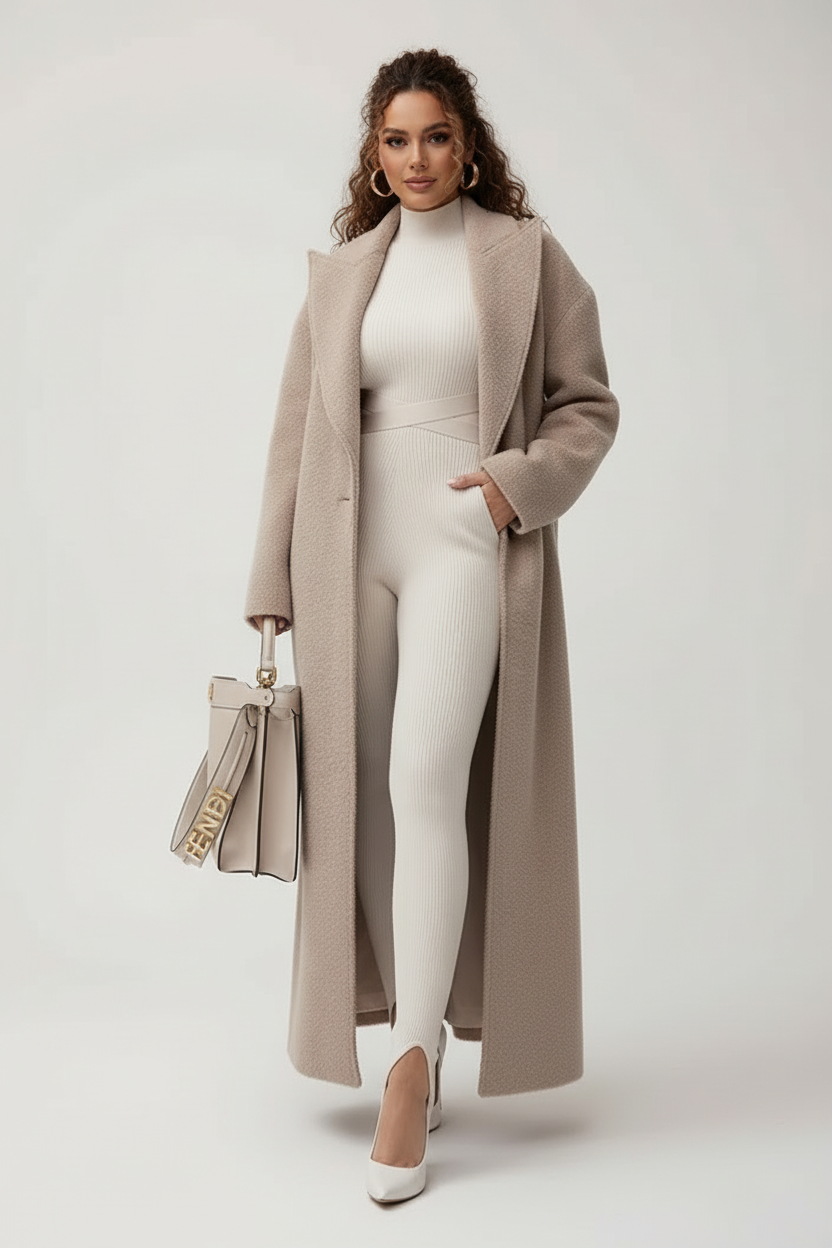 Kollyns - Women's Wool-Blend Long Overcoat with Shawl Collar