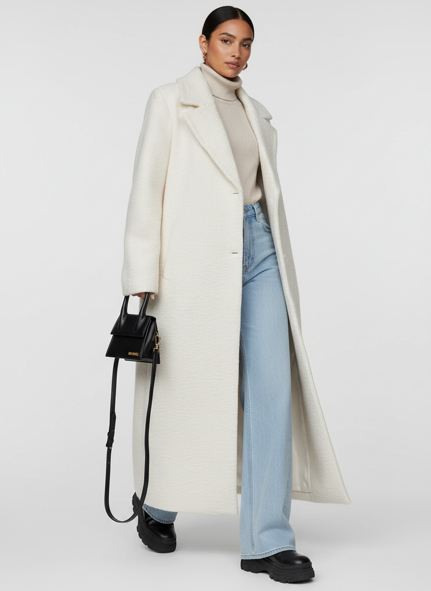 Kollyns - Women's Wool-Blend Long Overcoat with Shawl Collar