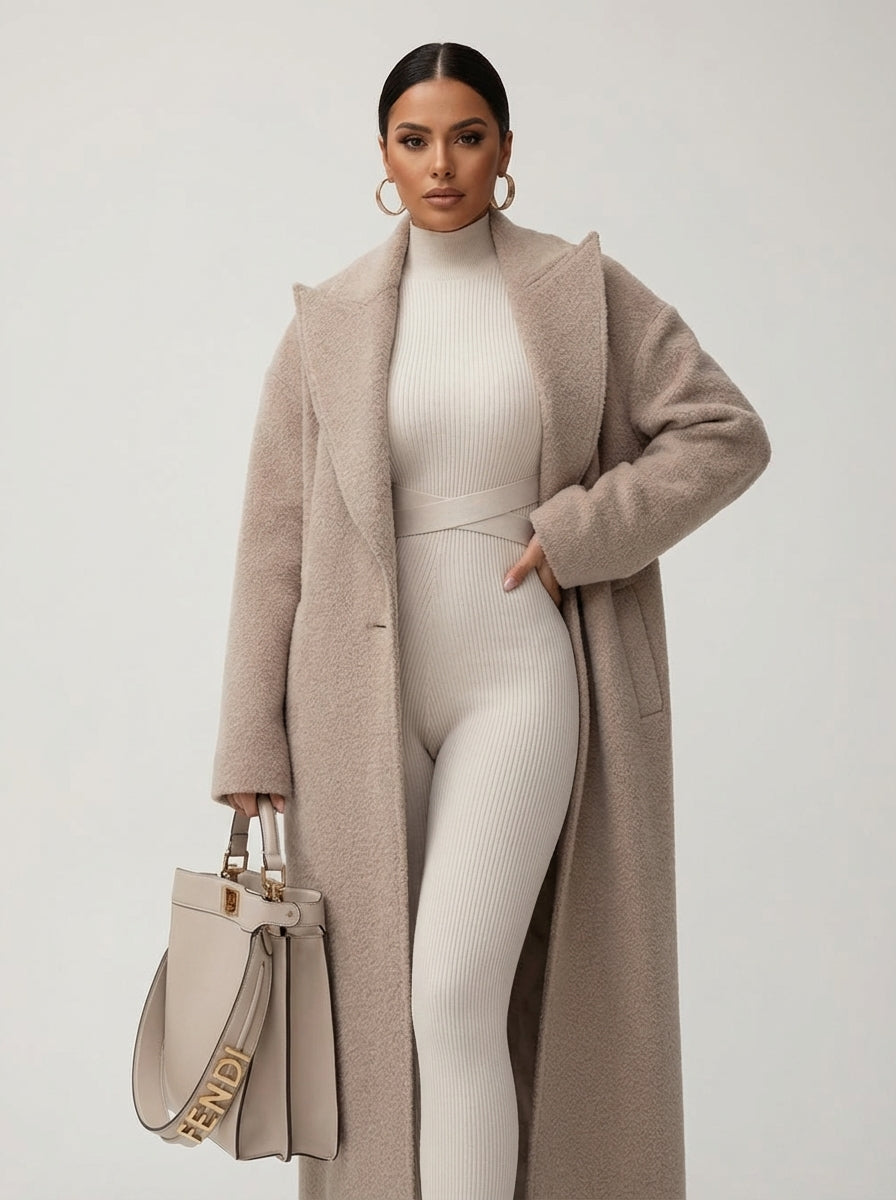 Kollyns - Women's Wool-Blend Long Overcoat with Shawl Collar