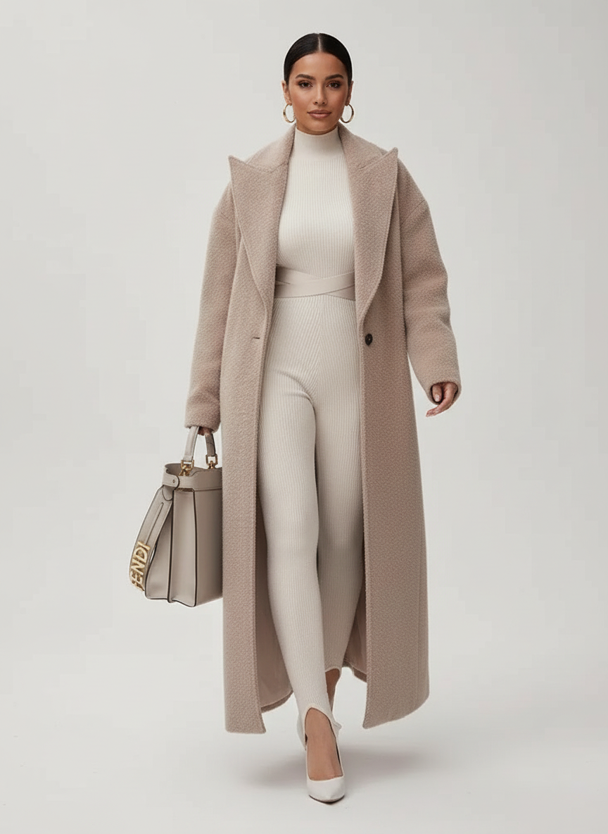 Kollyns - Women's Wool-Blend Long Overcoat with Shawl Collar