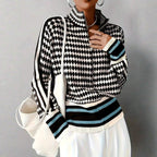 Kristen - Women's Houndstooth Zip-Front Cardigan 3