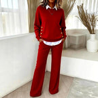 Larissa - Women's Gold Button Flared Matching Set 1