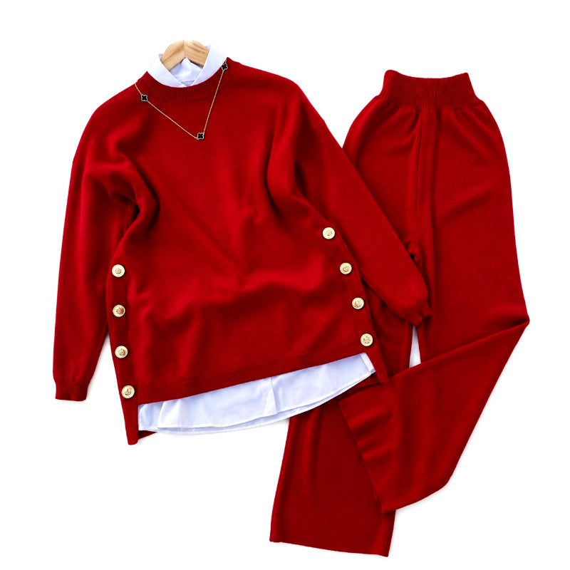 Larissa - Women's Gold Button Flared Matching Set 5