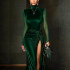 Latoya - Women's Mock Neck Sleeve Mermaid Maxi Dress 2