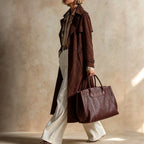 Leandra - Women's Suede Double-Breasted Long Trench Coat 2