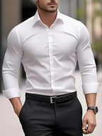 Lennox - Men's Tailored Button-Front Dress Shirt with Rolled Cuffs