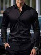 Lennox - Men's Tailored Button-Front Dress Shirt with Rolled Cuffs
