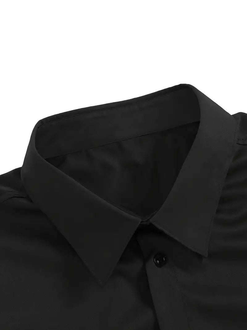 Lennox - Men's Tailored Button-Front Dress Shirt with Rolled Cuffs