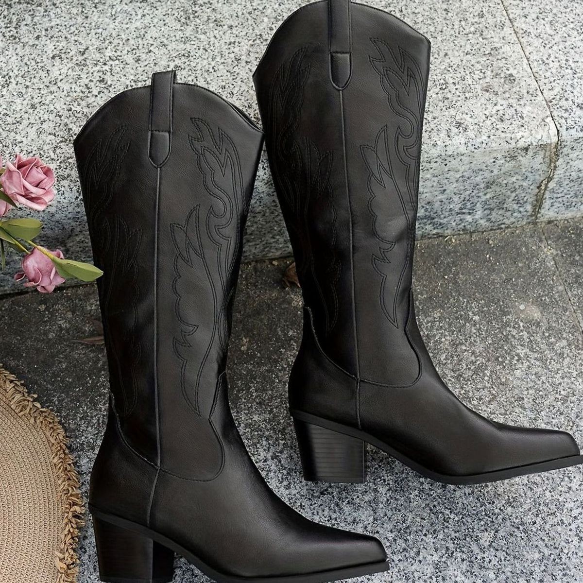 Liliana - Women's Embroidered Western Knee-High Boots