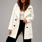 Liv - Women's Notched-Lapel Mid-Length Coat 2
