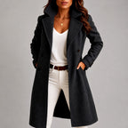 Livia - Women's Wide-Lapel Longline Button Coat 4