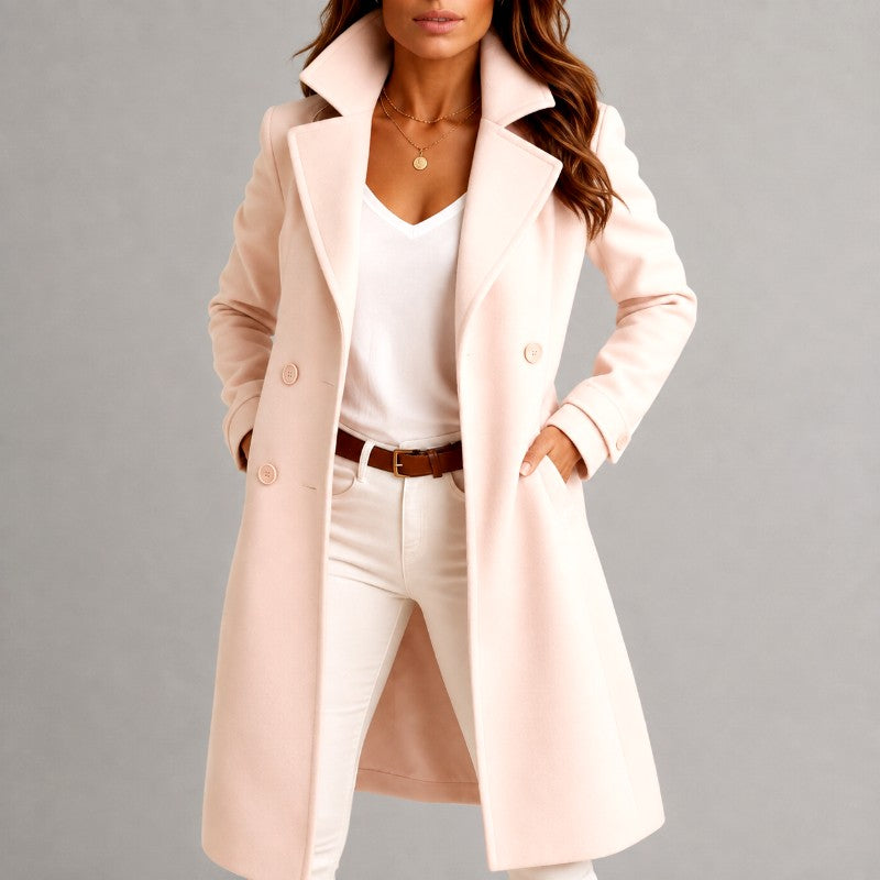 Livia - Women's Wide-Lapel Longline Button Coat 5