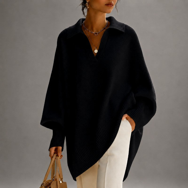 Lorenza - Women's Polo Batwing Sleeve Sweater 1