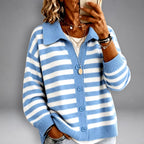 Luca - Women's Striped Long Sleeve Cardigan Sweater 1