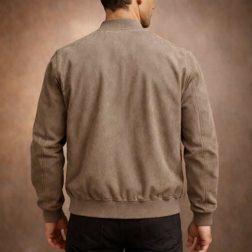 Lyndon - Men's Suede Zip Bomber Jacket