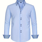 Marcello - Men's Button-Front Shirt with Contrasting Cuff Detail