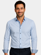 Marcello - Men's Button-Front Shirt with Contrasting Cuff Detail