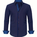 Marcello - Men's Button-Front Shirt with Contrasting Cuff Detail