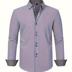 Marcello - Men's Button-Front Shirt with Contrasting Cuff Detail