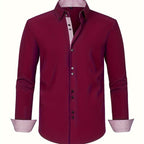 Marcello - Men's Button-Front Shirt with Contrasting Cuff Detail