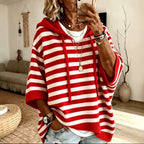 Marcy - Women's Oversized Striped Hooded Knit Sweater 2