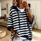 Marcy - Women's Oversized Striped Hooded Knit Sweater 3