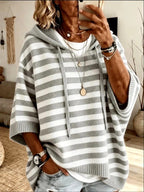 Marcy - Women's Oversized Striped Hooded Knit Sweater 5
