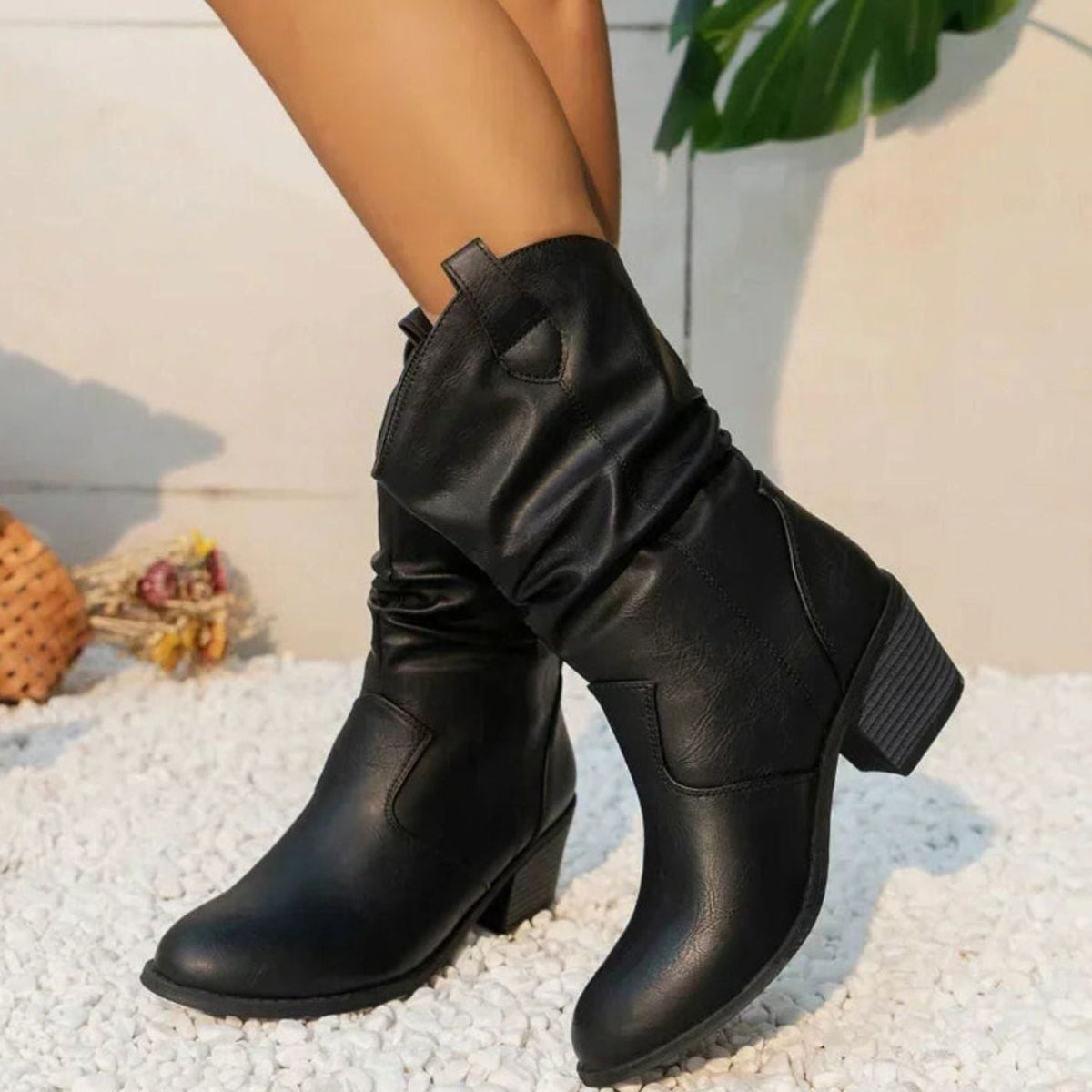 Margery - Women's Slouch Ankle Boots with Block Heel