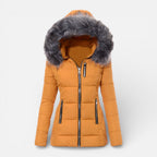 Margot - Women's Quilted Puffer Jacket with Faux Fur Hood