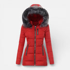 Margot - Women's Quilted Puffer Jacket with Faux Fur Hood