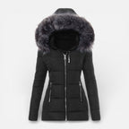 Margot - Women's Quilted Puffer Jacket with Faux Fur Hood