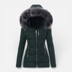 Margot - Women's Quilted Puffer Jacket with Faux Fur Hood