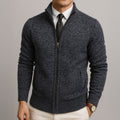Matthias - Men's Zip-Front Wool Cardigan with Ribbed Cuffs